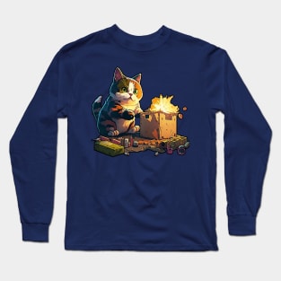 A cat the pyromaniac Long Sleeve T-Shirt